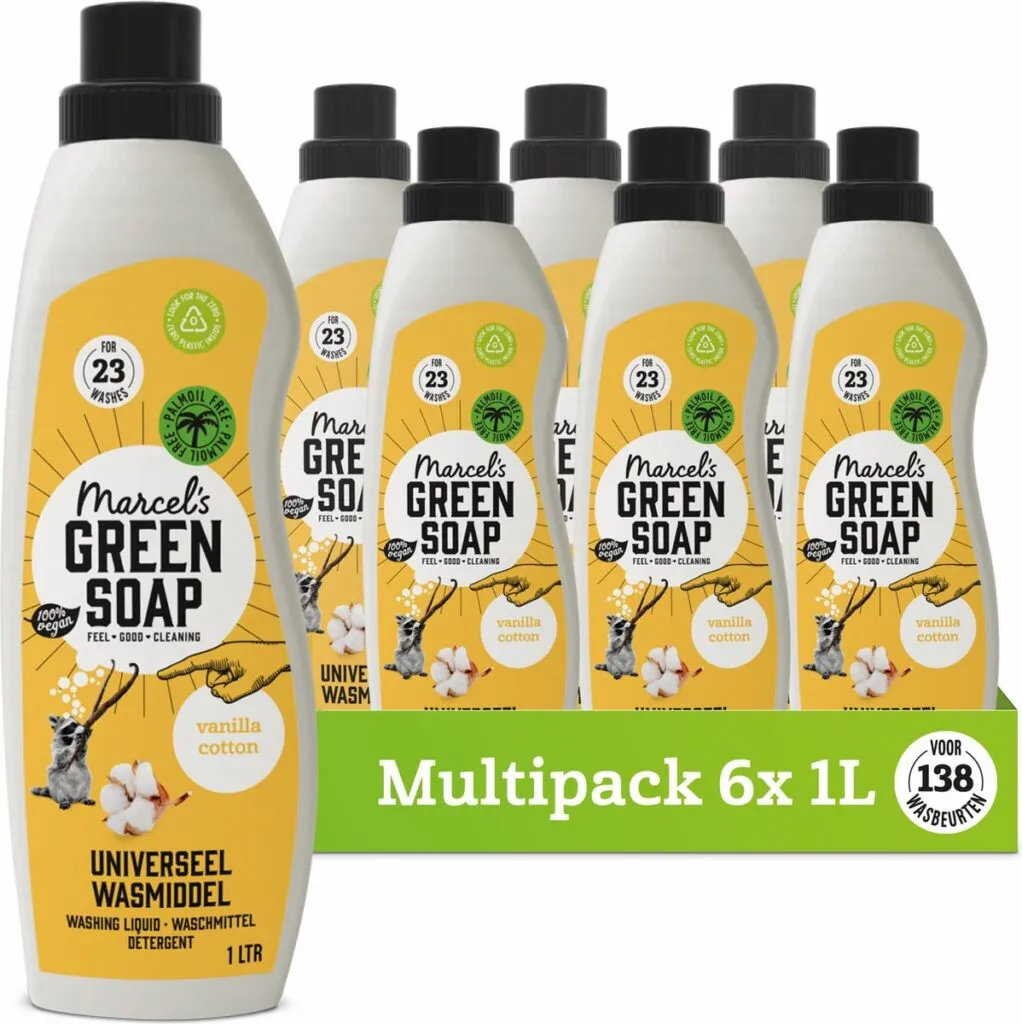 6x Marcel's Green Soap Wasmiddel Universeel Vanille & Katoen (1000 ml)