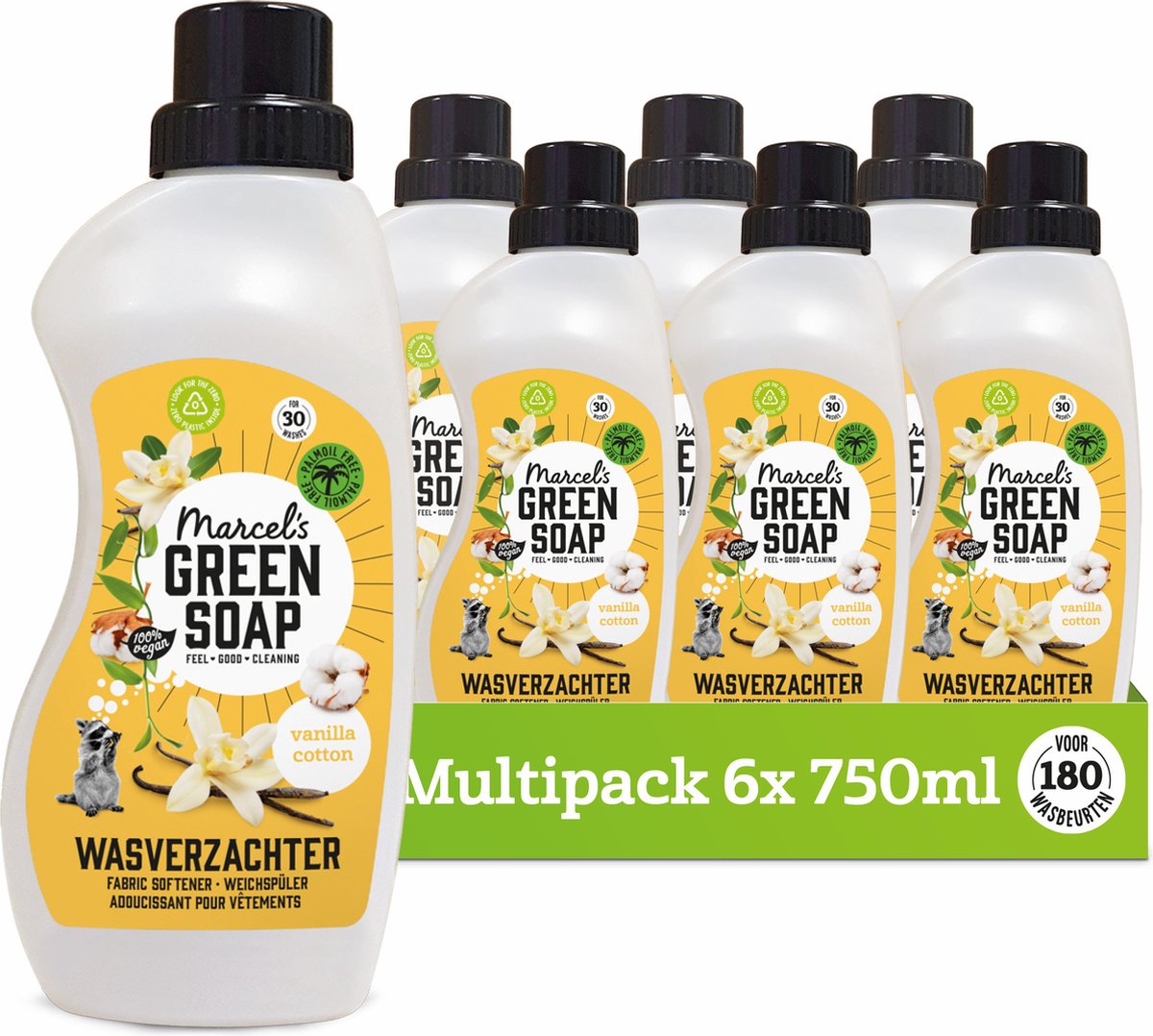 6x Marcel's Green Soap Wasverzachter Vanille & Katoen (750 ml)