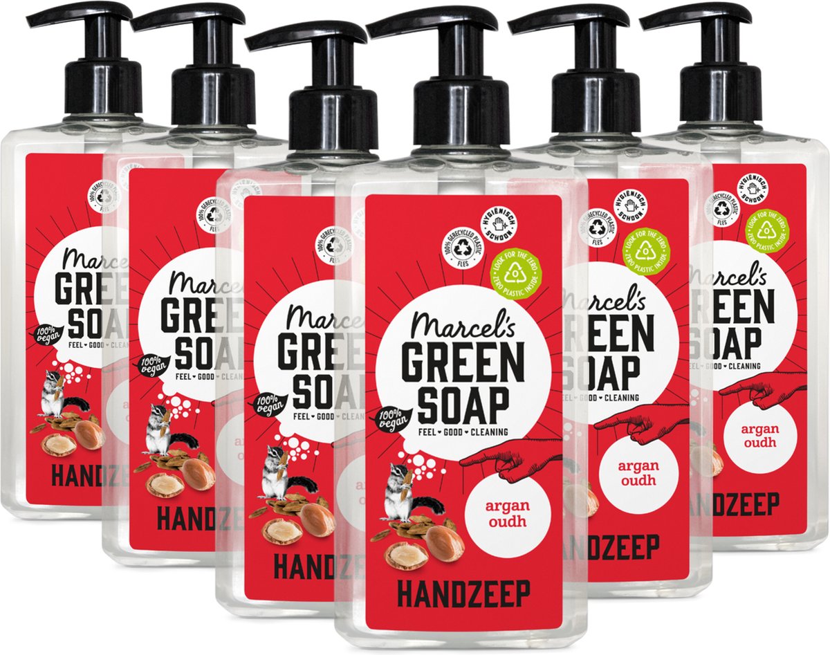 6x Marcel's Green Soap Handzeep argan & oudh (500 ml)