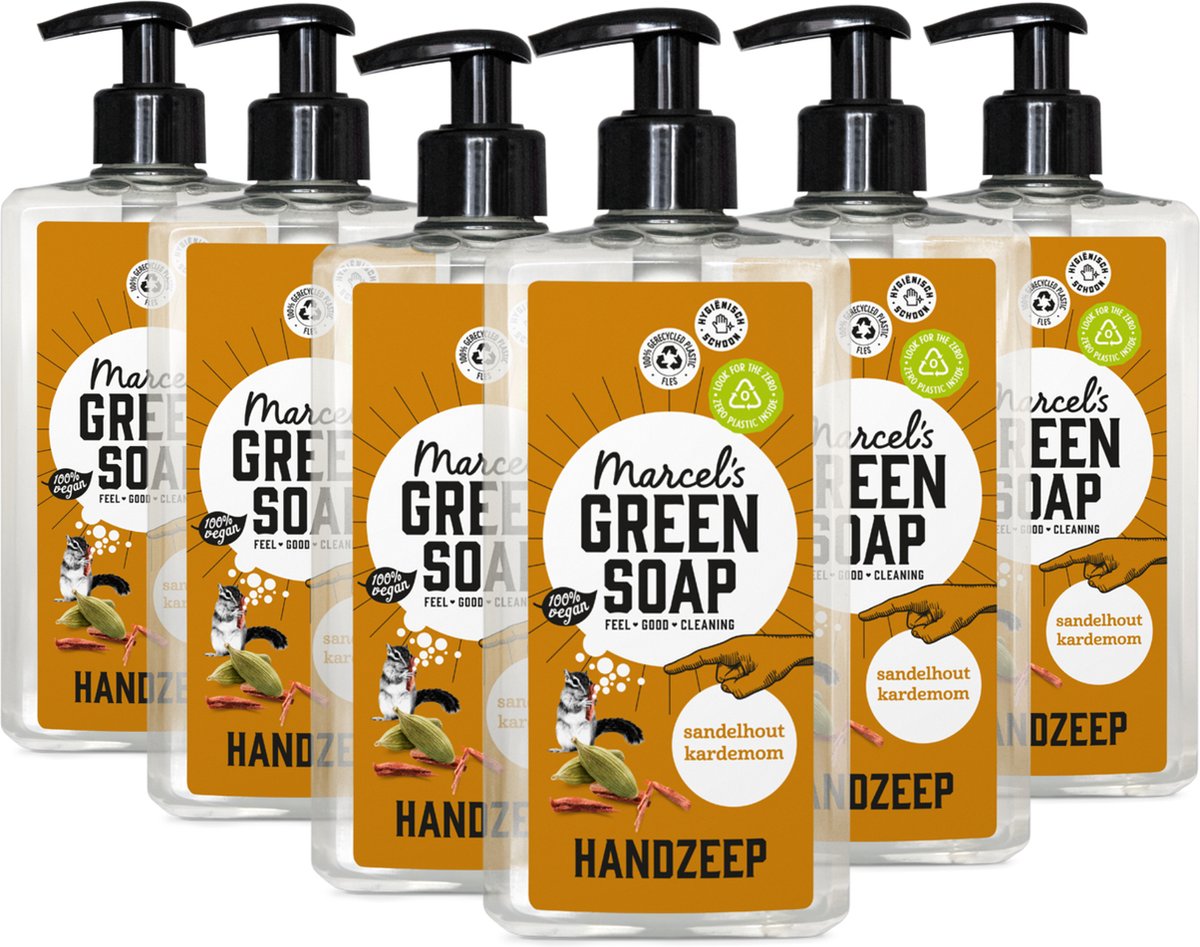 6x Marcel's Green Soap Handzeep sandelhout & kardemom (500 ml)
