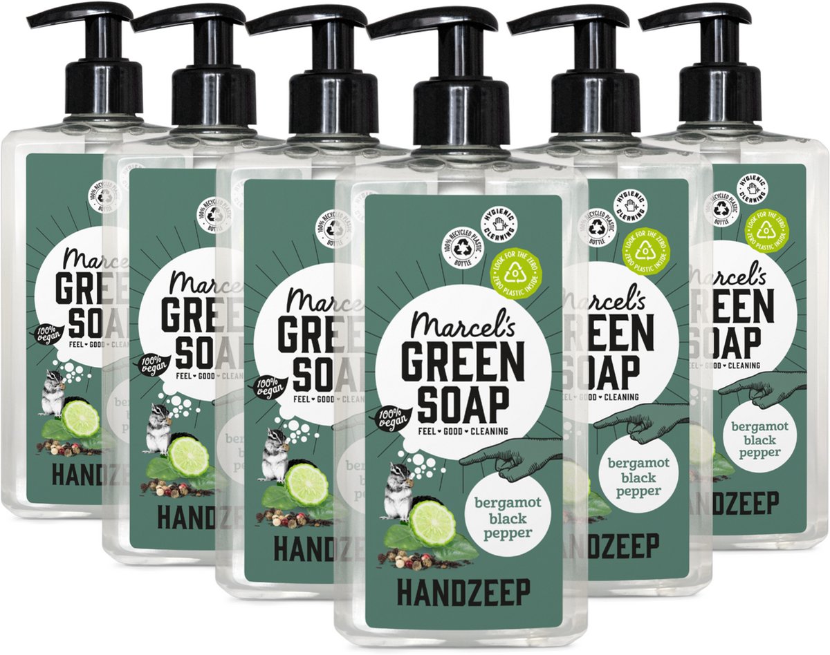 6x Marcel's Green Soap Handzeep Bergamot & Black Pepper (500 ml)