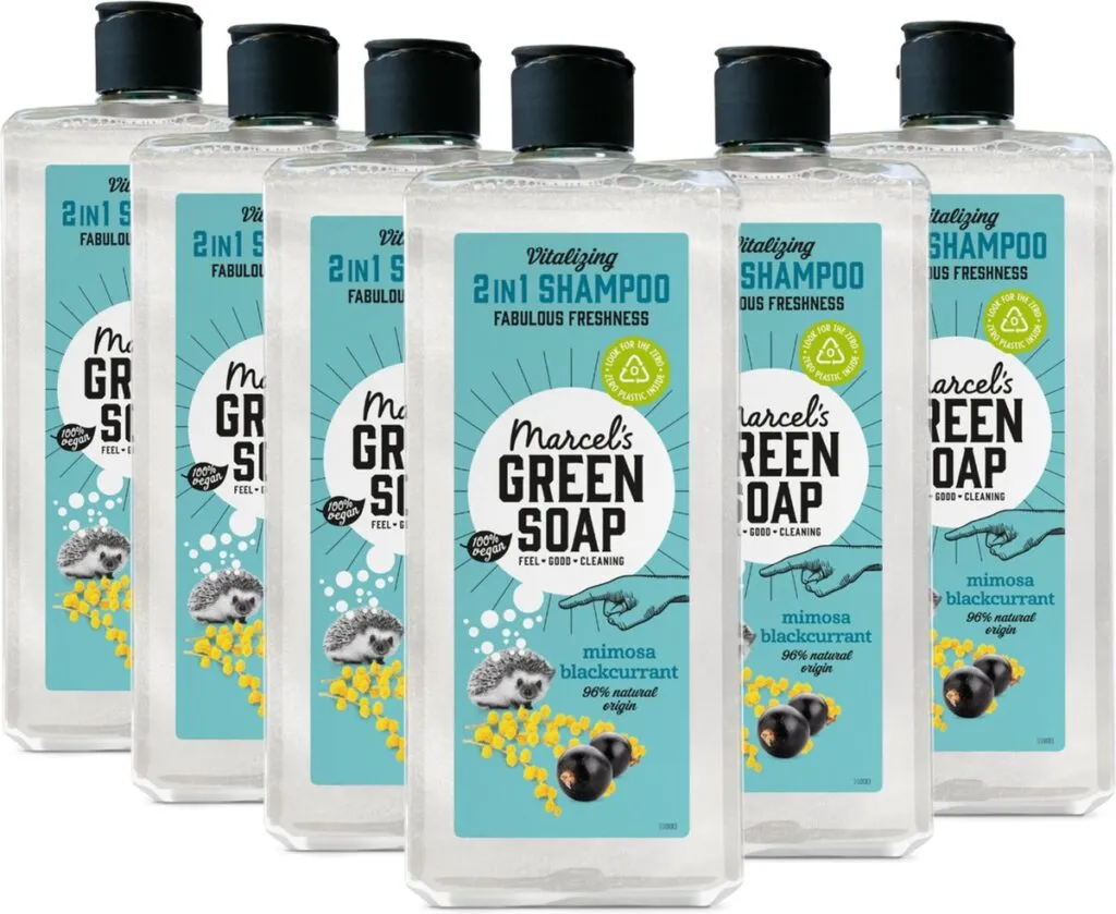 6x Marcel's Green Soap 2in1 Shampoo & Conditioner Mimosa en Zwarte Bes (300 ml)