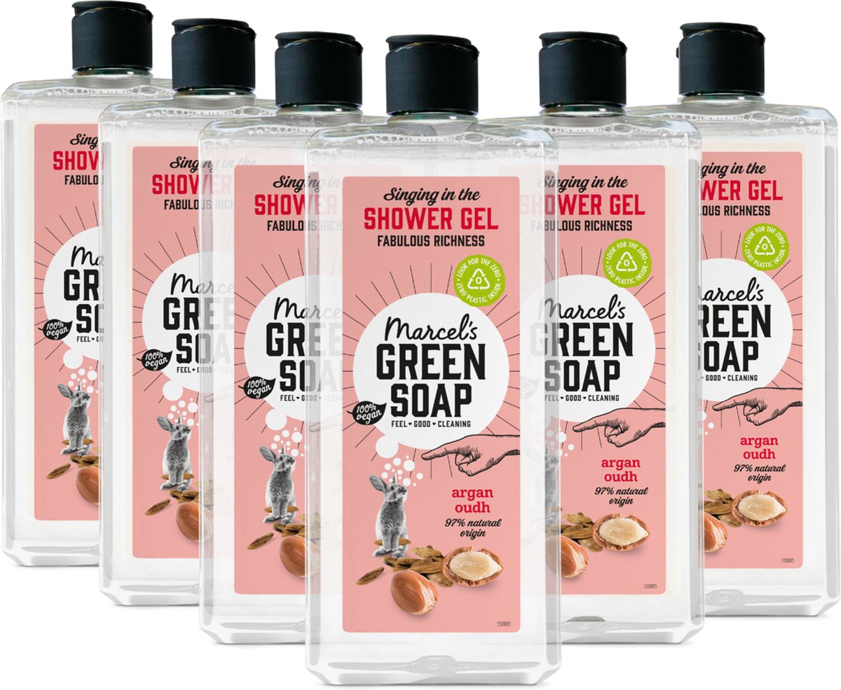 6x Marcel's Green Soap Shower gel Argan & Oudh (300 ml)