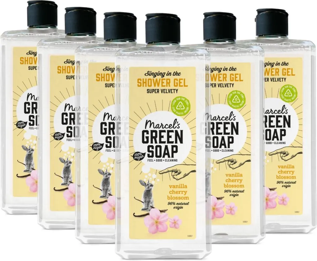 6x Marcel's Green Soap Shower gel Vanilla & Cherry Blossom (300 ml)