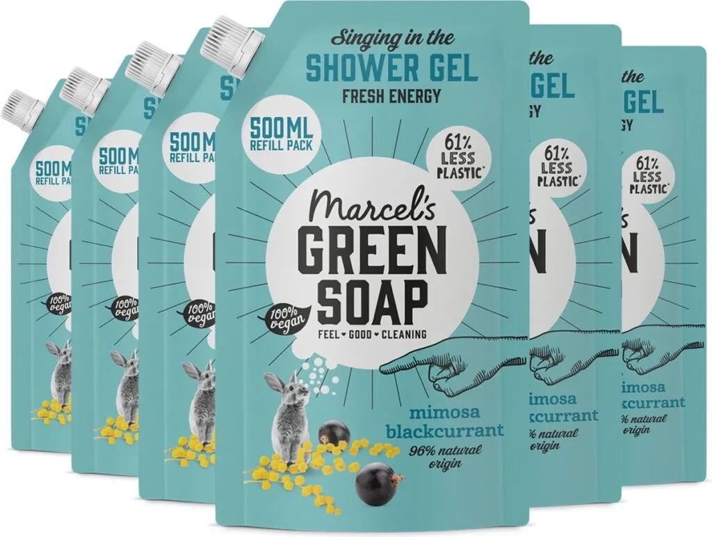 6x Marcel's Green Soap Shower gel Mimosa & Zwarte Bes Navul (500 ml)