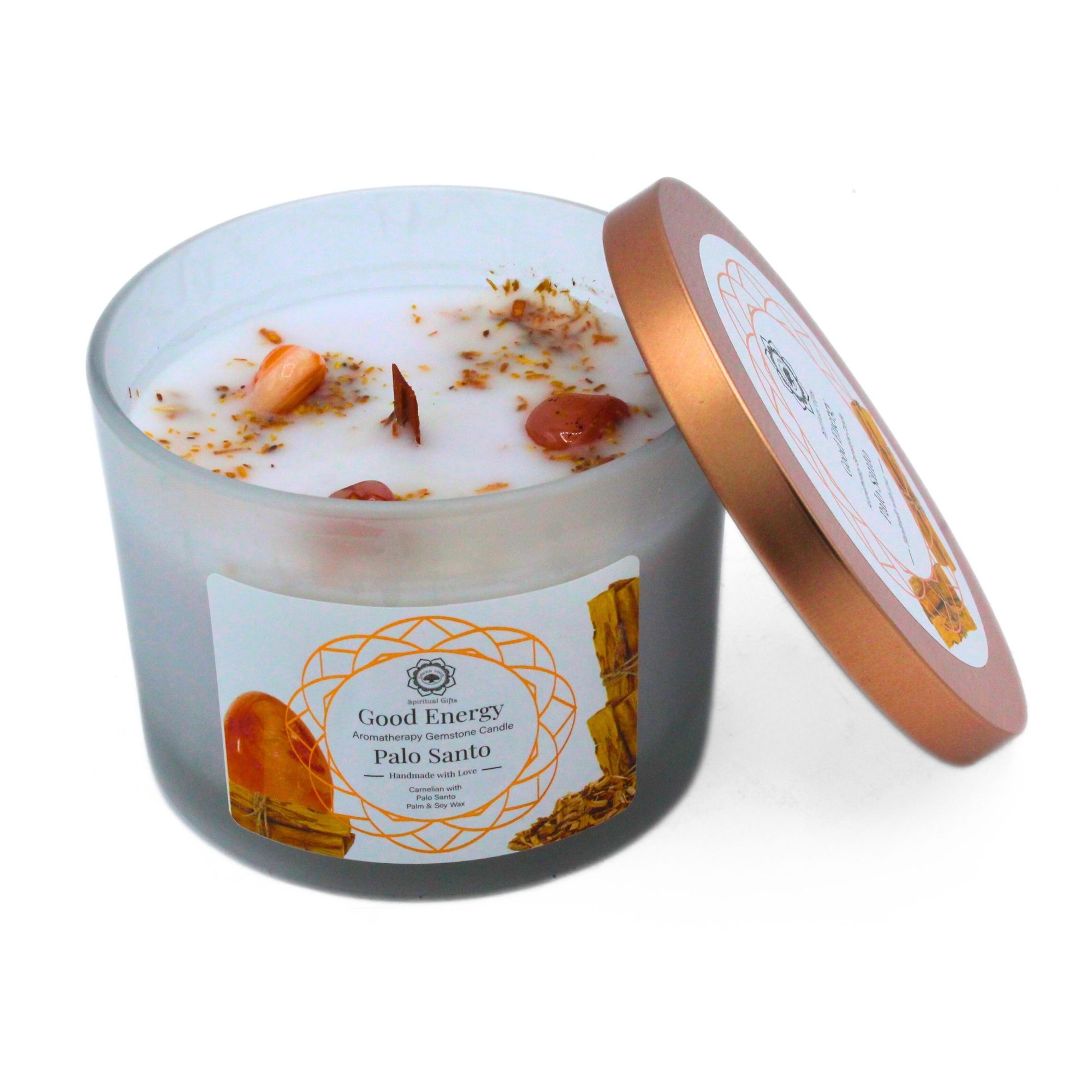 Green Tree Gemstone Candle Good Energy Palo Santo (256 gr)