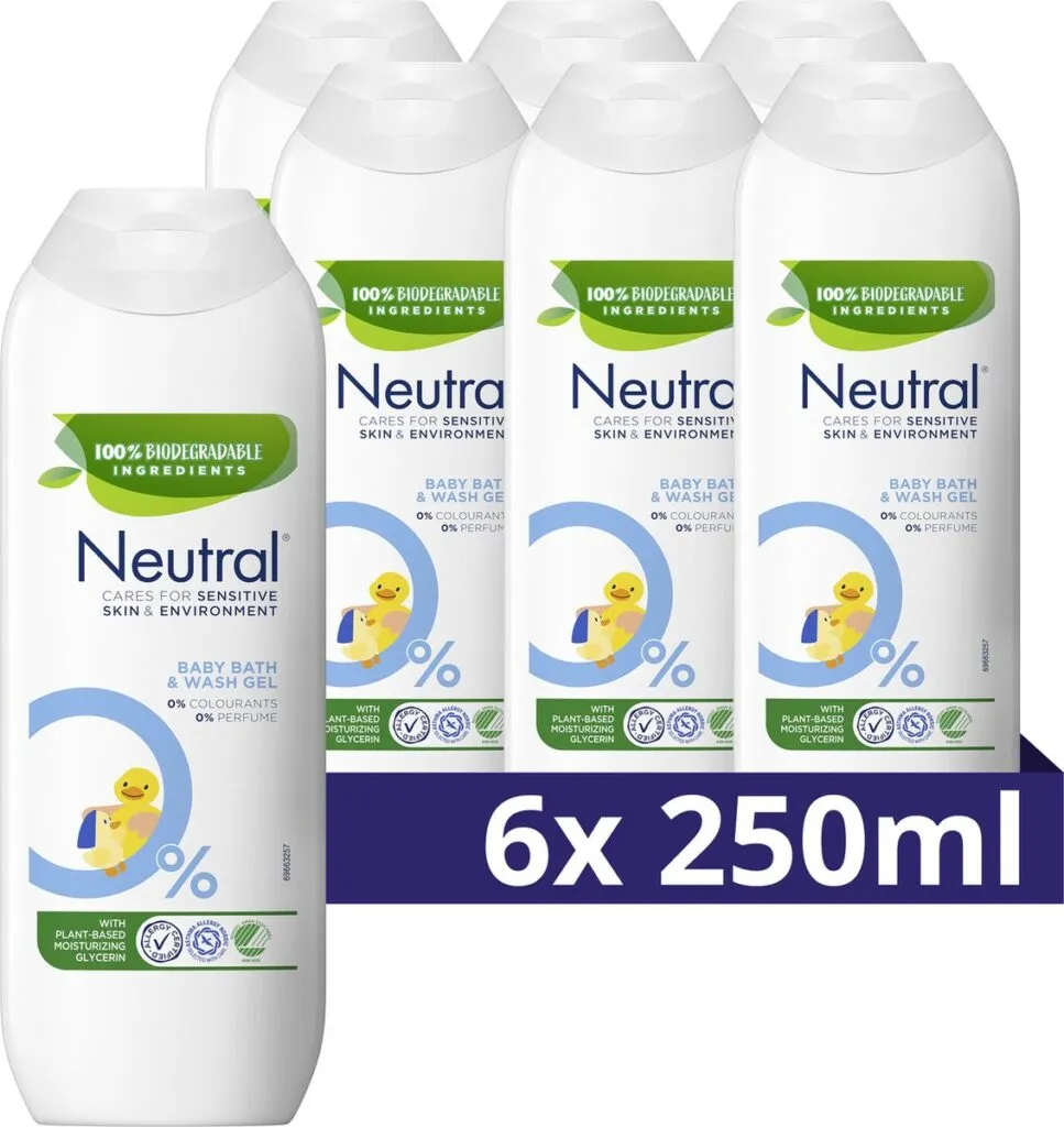 6x Neutral Baby bath & wash gel (250 ml)