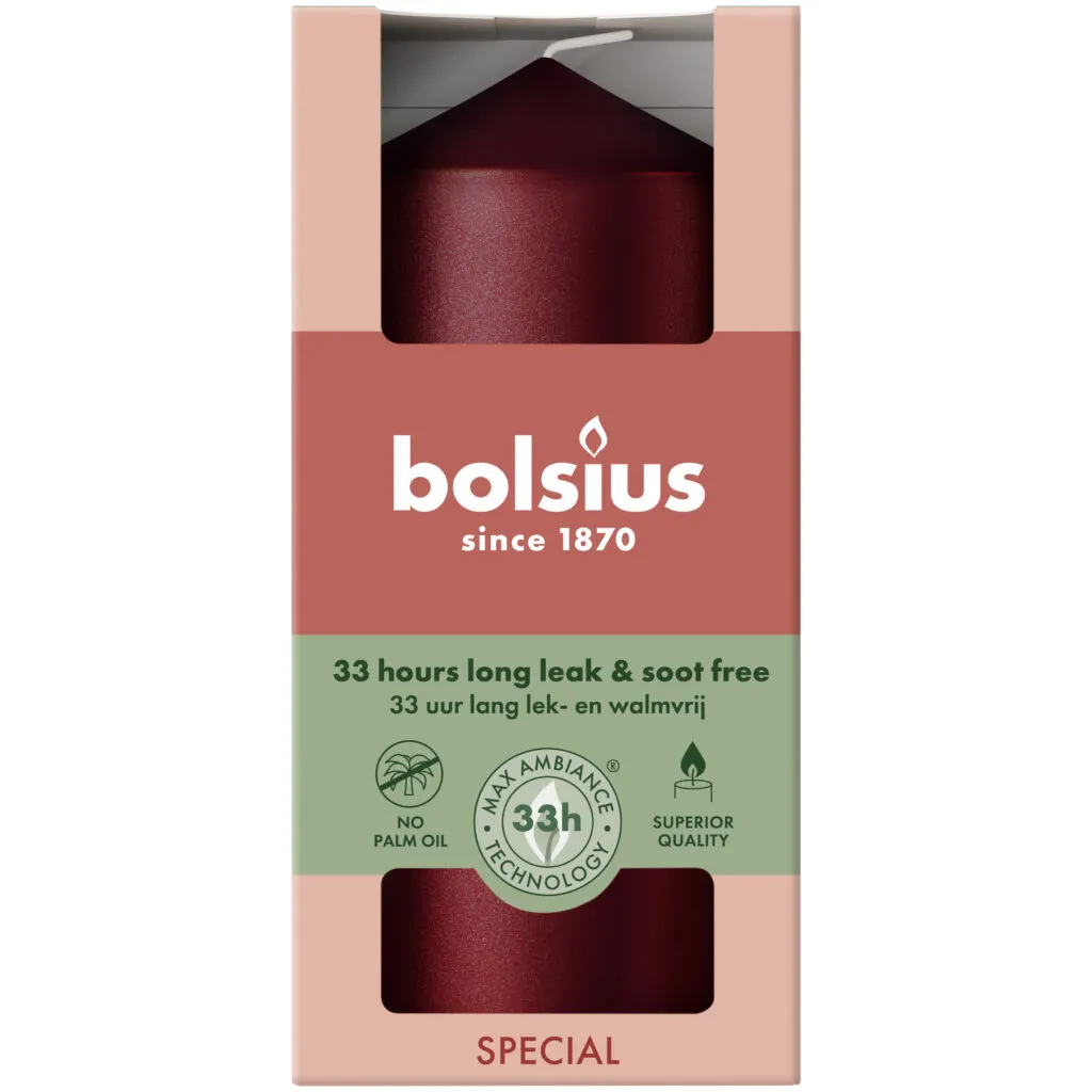 Bolsius Stompkaars 120/58 metallic Red (1 stuk)