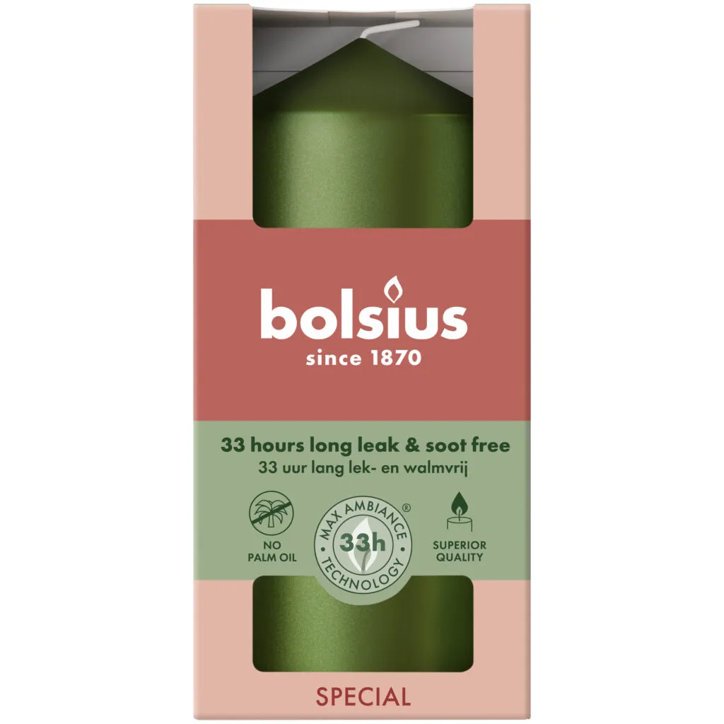 Bolsius Stompkaars 120/58 metallic Green (1 stuk)