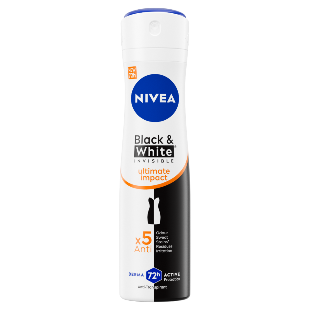Nivea Black & White Invisible Ultimate Impact Deodorant Spray (150 ml)