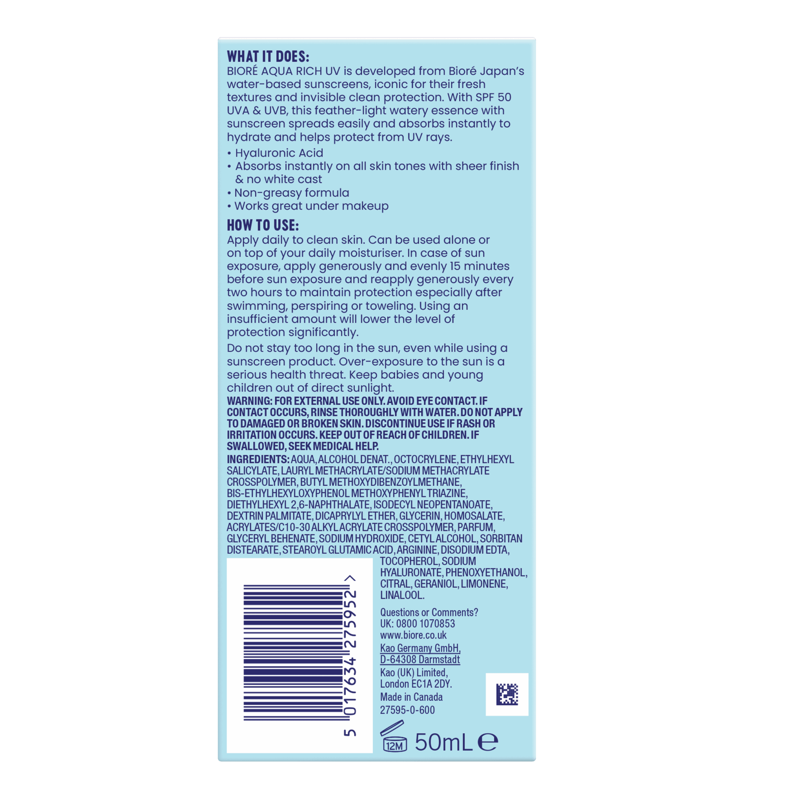 Bioré Watery Essence High Protection SPF50 (50 ml)