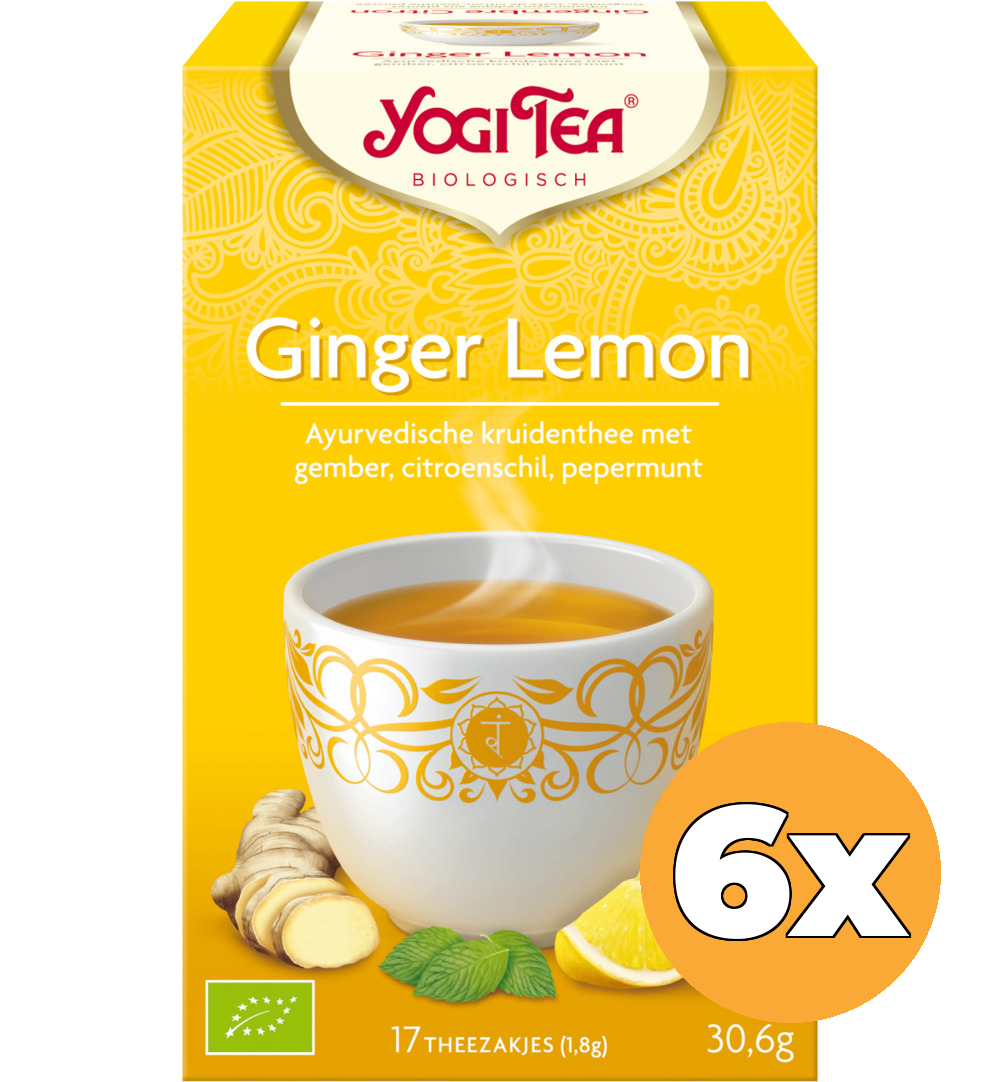 6x Yogi Tea Ginger lemon munt bio (17 stuks)