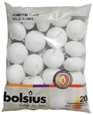 Bolsius Drijfkaarsen 30/45 Wit (20 stuks)