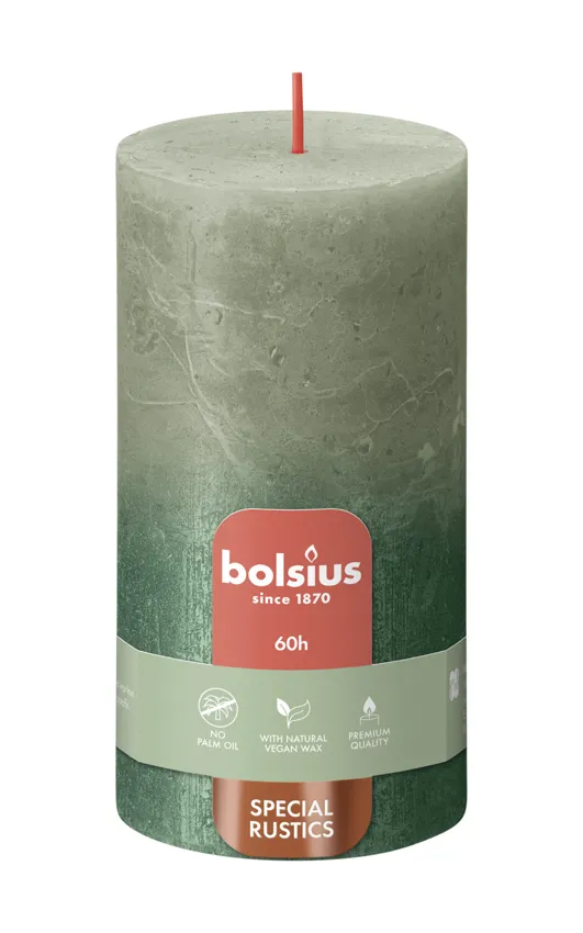 Bolsius Fading Metallic Rustiekkaars 130/68 Olivegreen + Metallic (1 stuk)