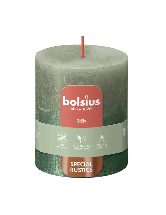 Bolsius Fading Metallic Rustiekkaars 80/68 Olivegreen + Metallic (1 stuk)