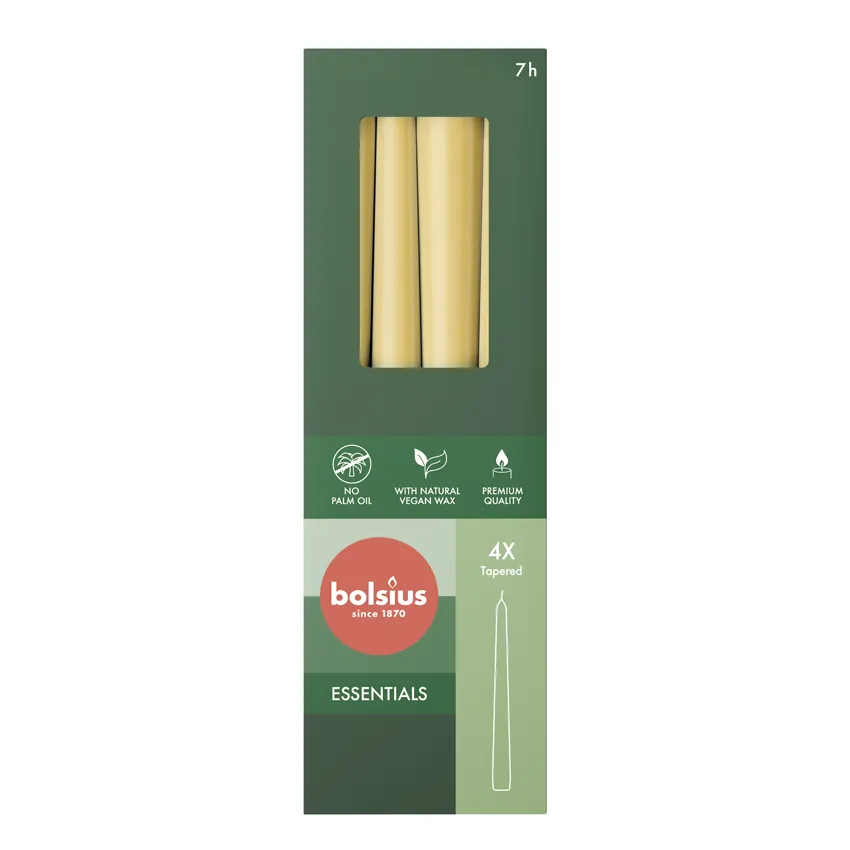 Bolsius Gotische Kaars 245/24 Doos 4 Oat Beige (4 stuks)