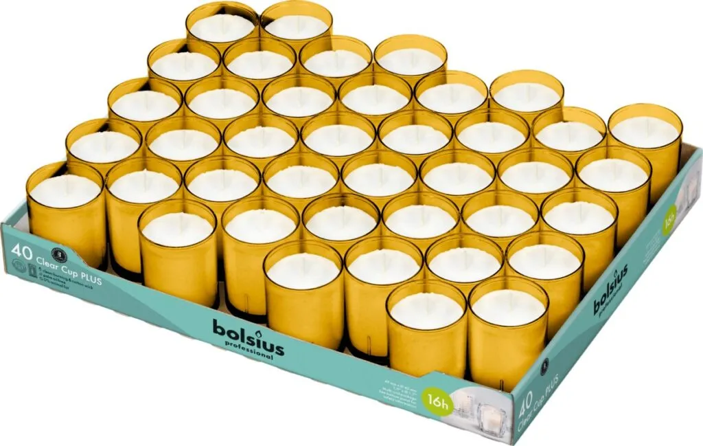 Bolsius Horeca Clear Cups 55/42 Tray 40 Amber (40 stuks)