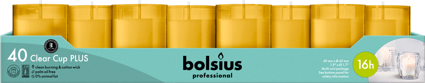 Bolsius Horeca Clear Cups 55/42 Tray 40 Amber (40 stuks) - image 2