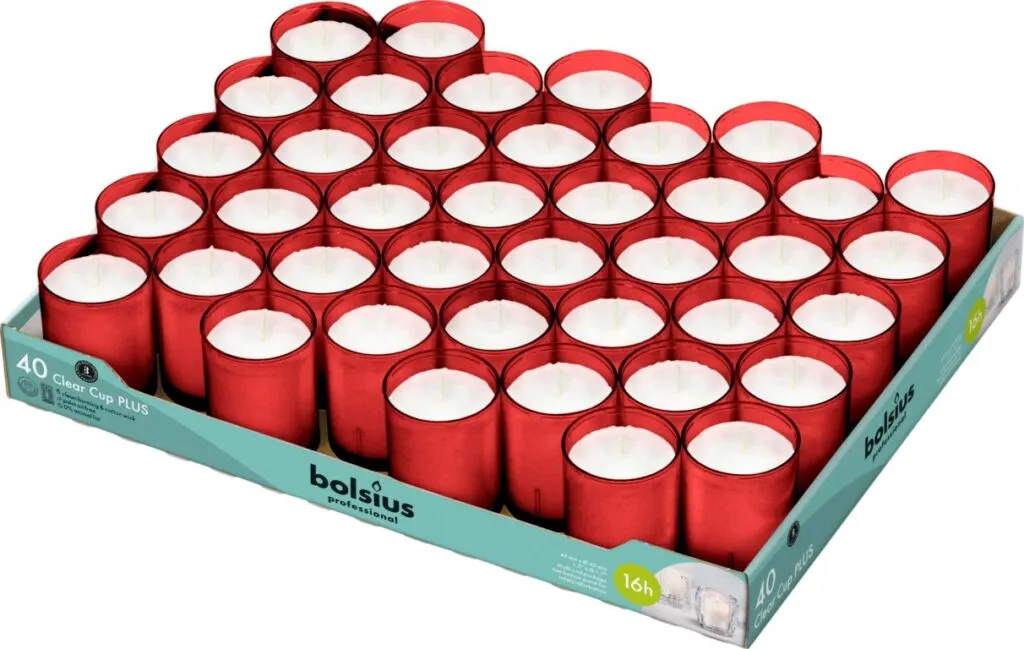 Bolsius Horeca Clear Cups 55/42 Tray 40 Rood (40 stuks)