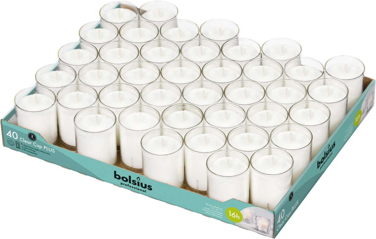 Bolsius Horeca Clear Cups 55/42 Tray 40 Transparant (40 stuks)