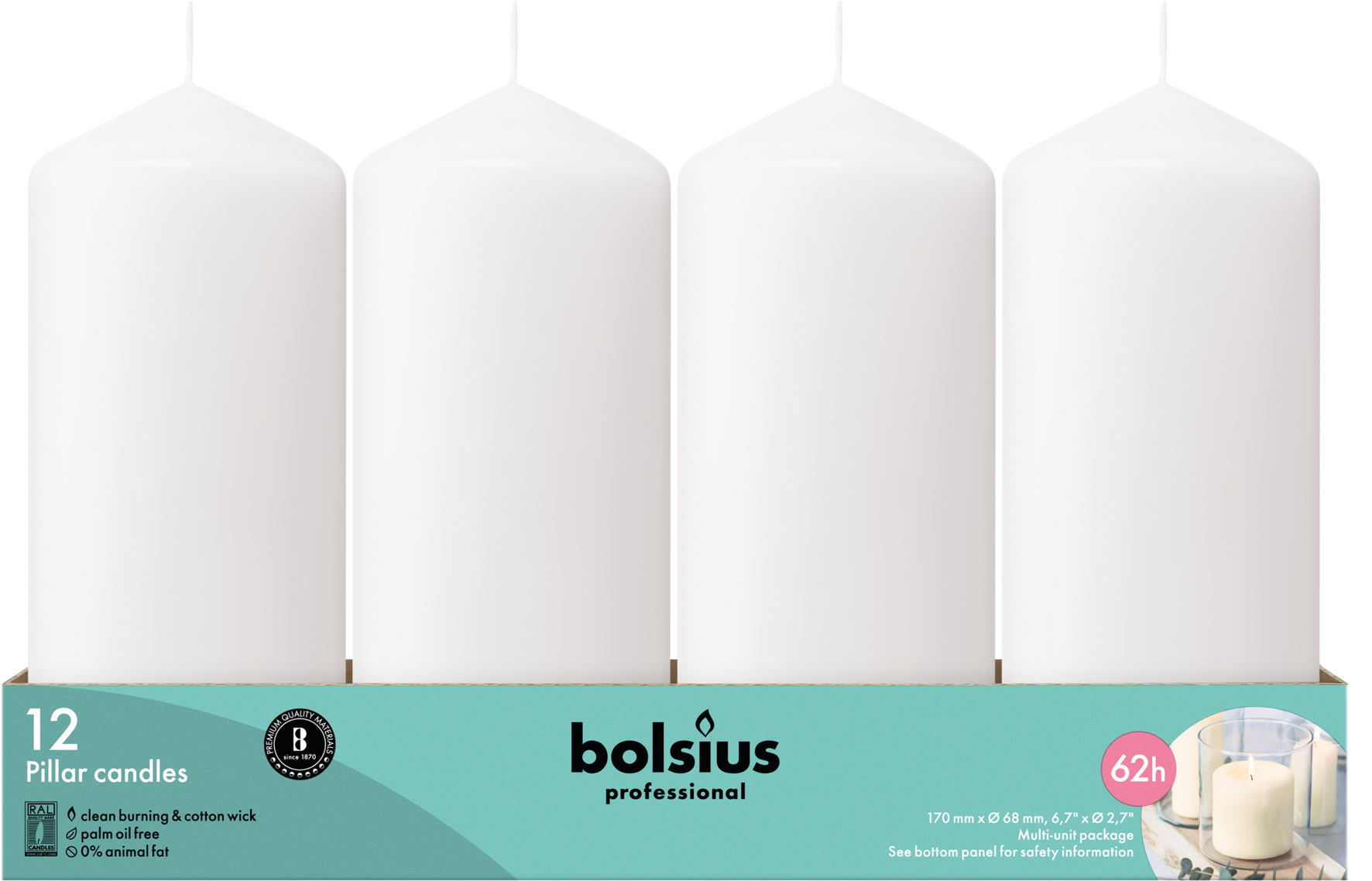 Bolsius Horeca Stompkaarsen 17/7 Wit (12 stuks) - image 2