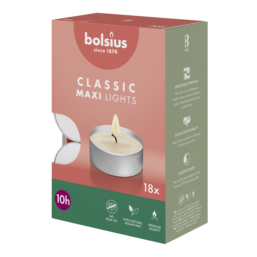 Bolsius Maxi-lichten 10u Wit (18 stuks)