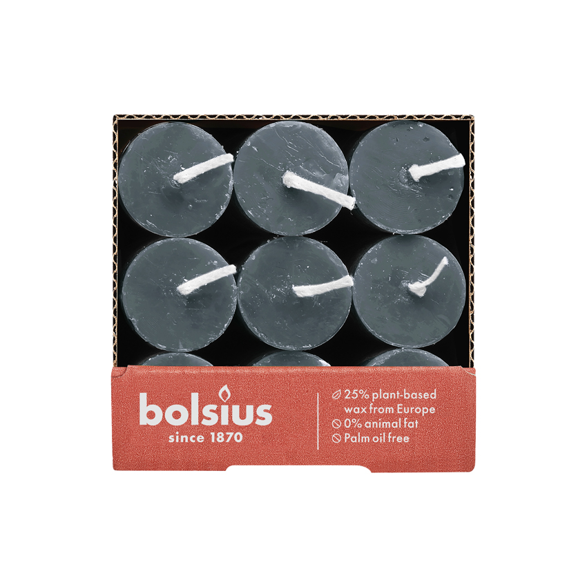 Bolsius Rustieke Tafelkaars 270/23 Slate Blue (9 stuks)