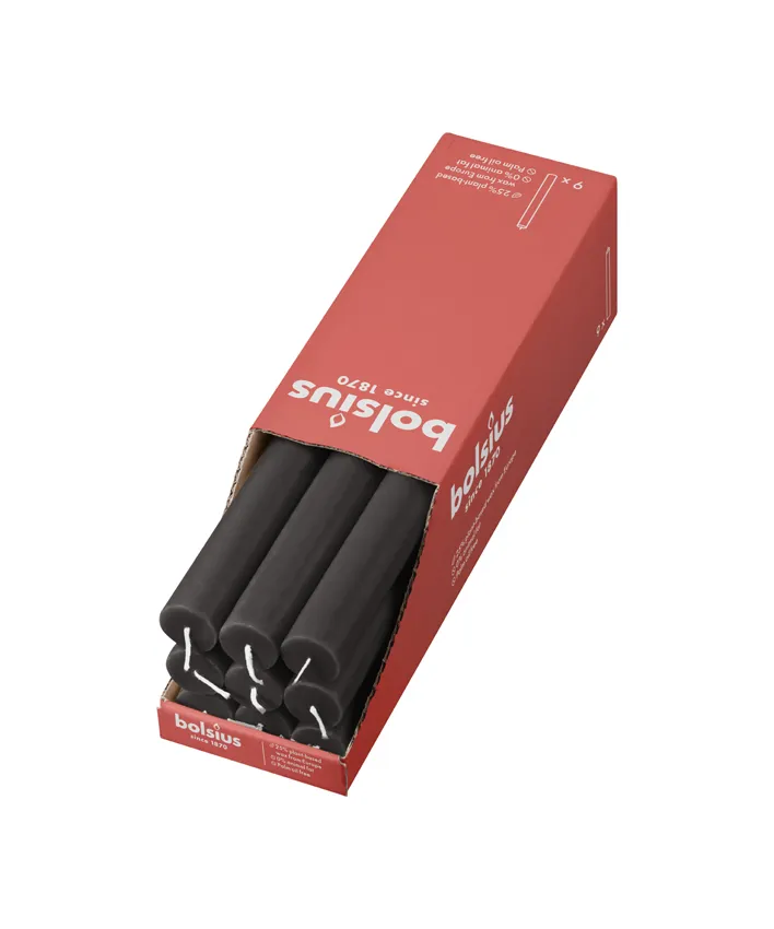 Bolsius Rustieke Tafelkaars 270/23 Stormygrey (9 stuks)