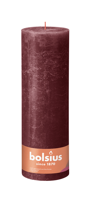Bolsius Rustiekkaars 300/100 Velvet Red (1 stuk)