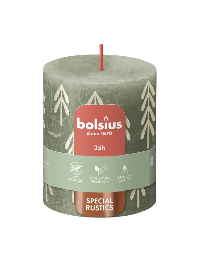 Bolsius Silhouette Rustiekkaars 80/68 Fresh Olive (1 stuk)