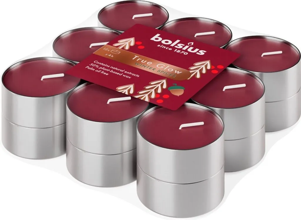 Bolsius True Glow Geurtheelicht Brick Winter Spices (18 stuks)
