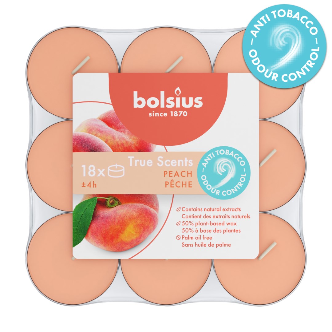 Bolsius True Scents Geurtheelicht Brick Perzik (18 stuks)