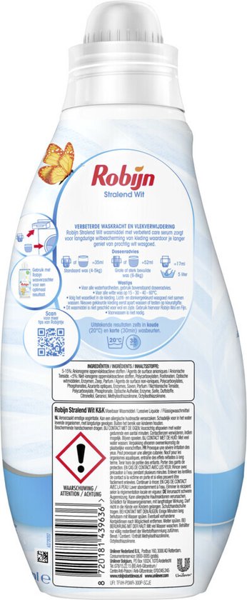 Robijn Wasmiddel Klein & Krachtig Stralend Wit (665 ml)