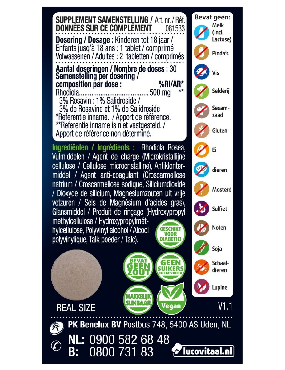 Lucovitaal Rhodiola Rosea (60 tabletten) - image 3