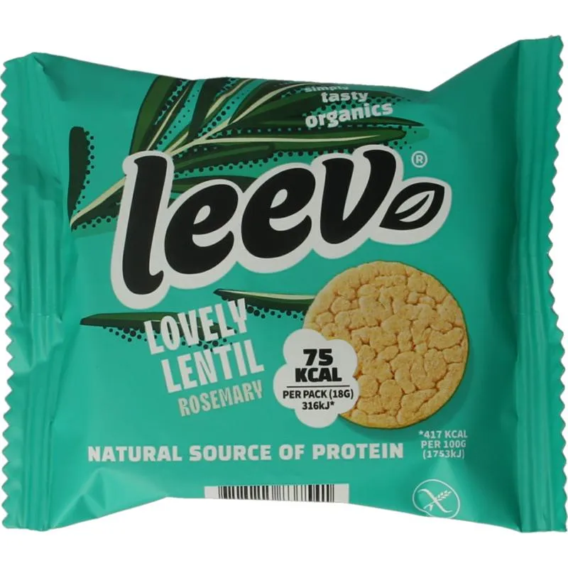 Leev Lovely Lentil Biologische Linzenwafel Rozemarijn (18 gr)