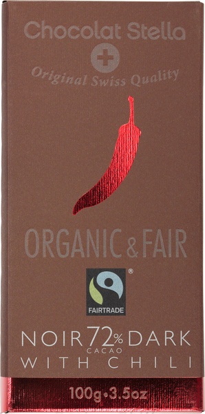 Chocolat Stella Chocolate-Bar Dark 72% Chili (100 gr)
