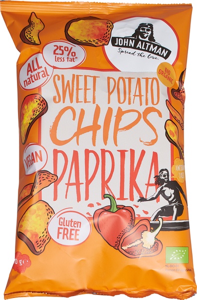 John Altman Zoete-Aardappelchips Paprika (90 gr)