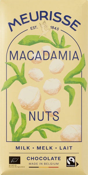 Meurisse Chocoladereep Macadamia Nuts (100 gr)