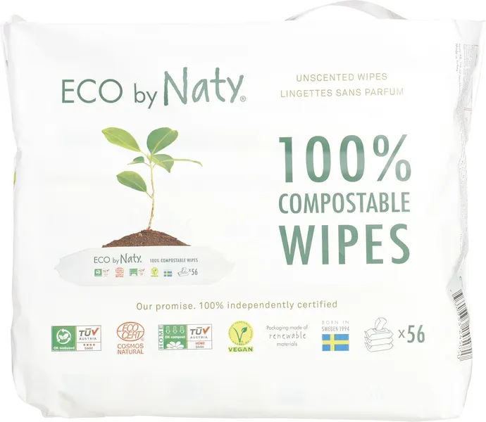 Naty Billendoekjes Composteerbaar Ongeparfumeerd (168 stuks)