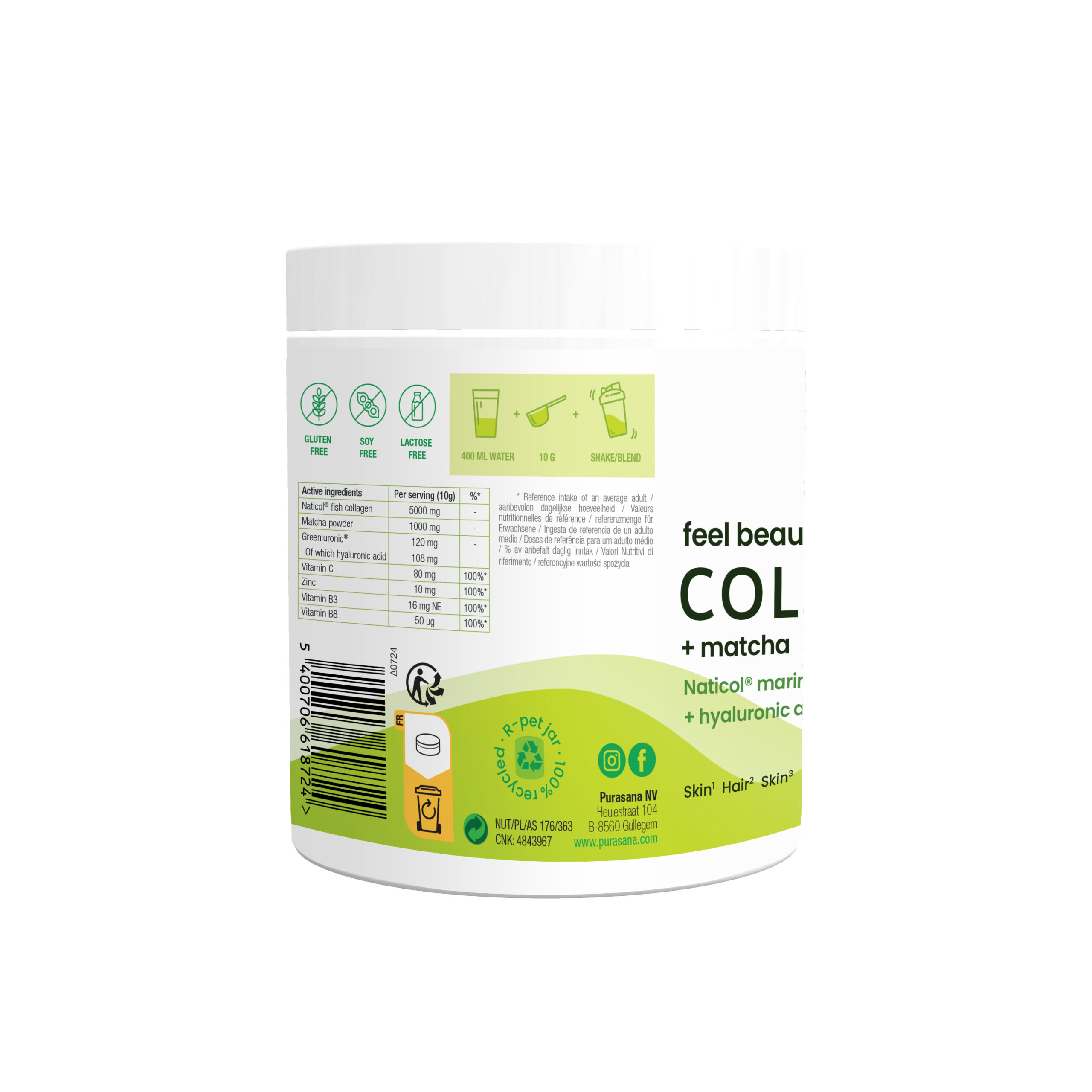 Purasana Feel Beautiful - Collagreen Matcha (240 gr)