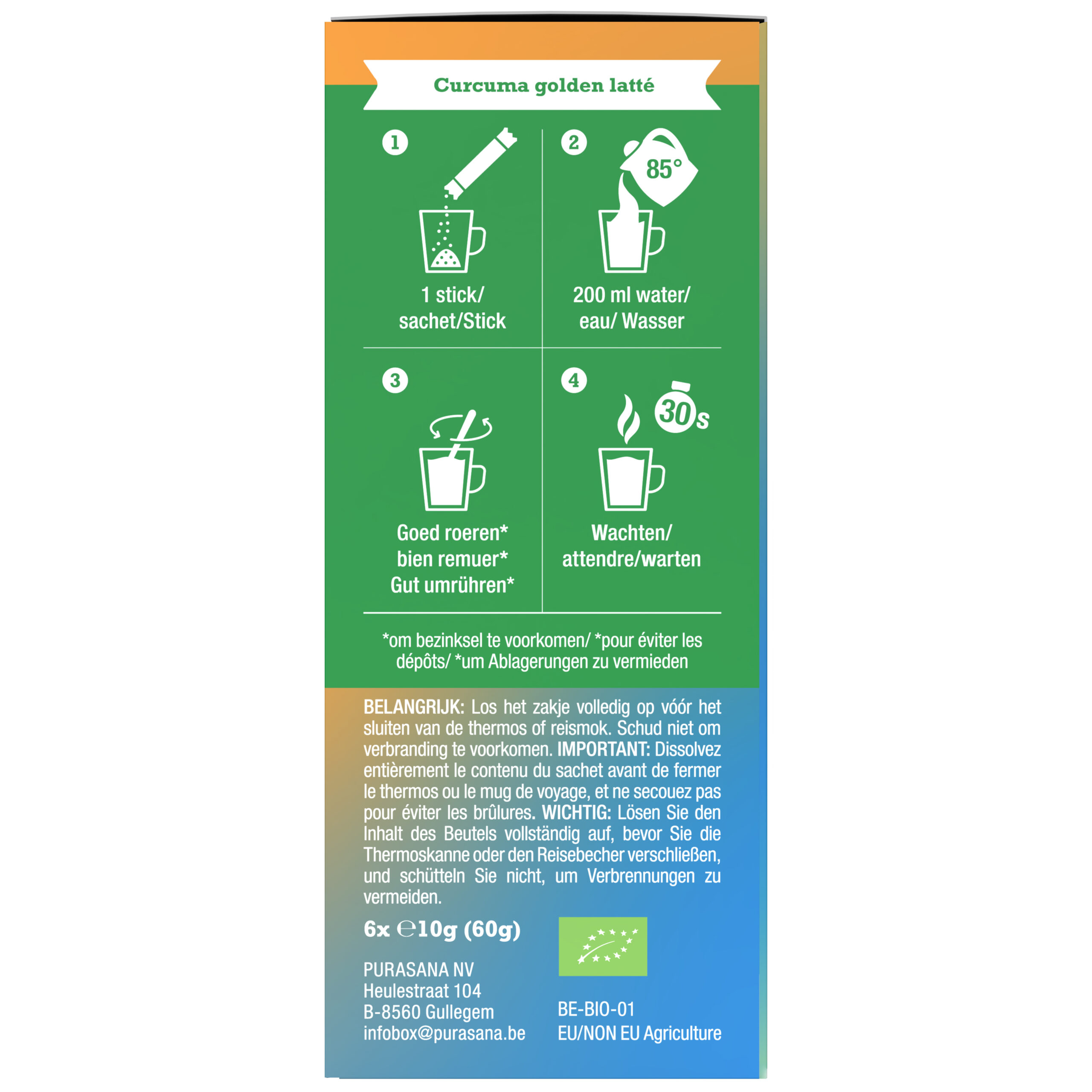 Purasana Curcuma Latté Bio (6 x 10 gr) - image 3