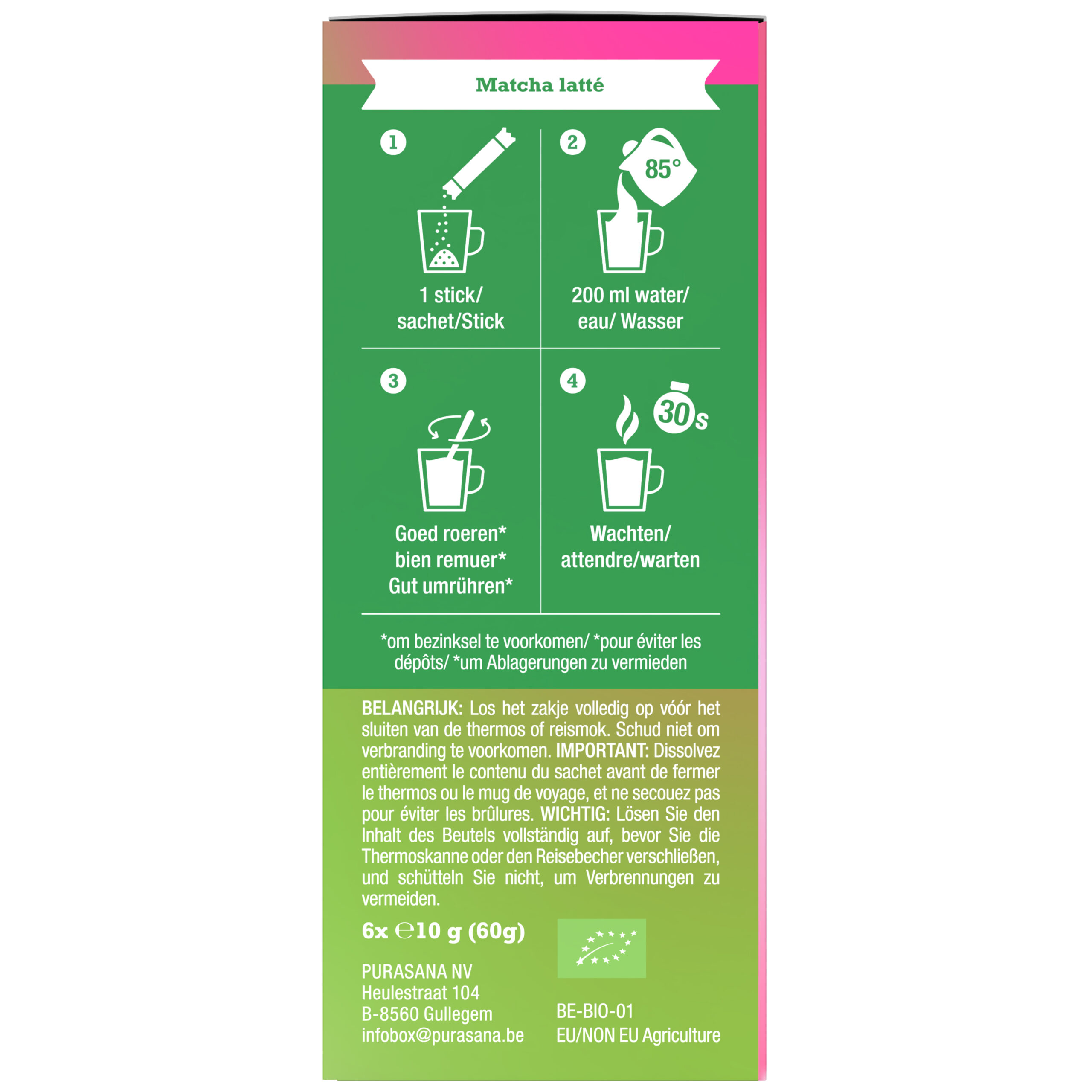 Purasana Matcha Latté Bio (6 x 10 gr) - image 3