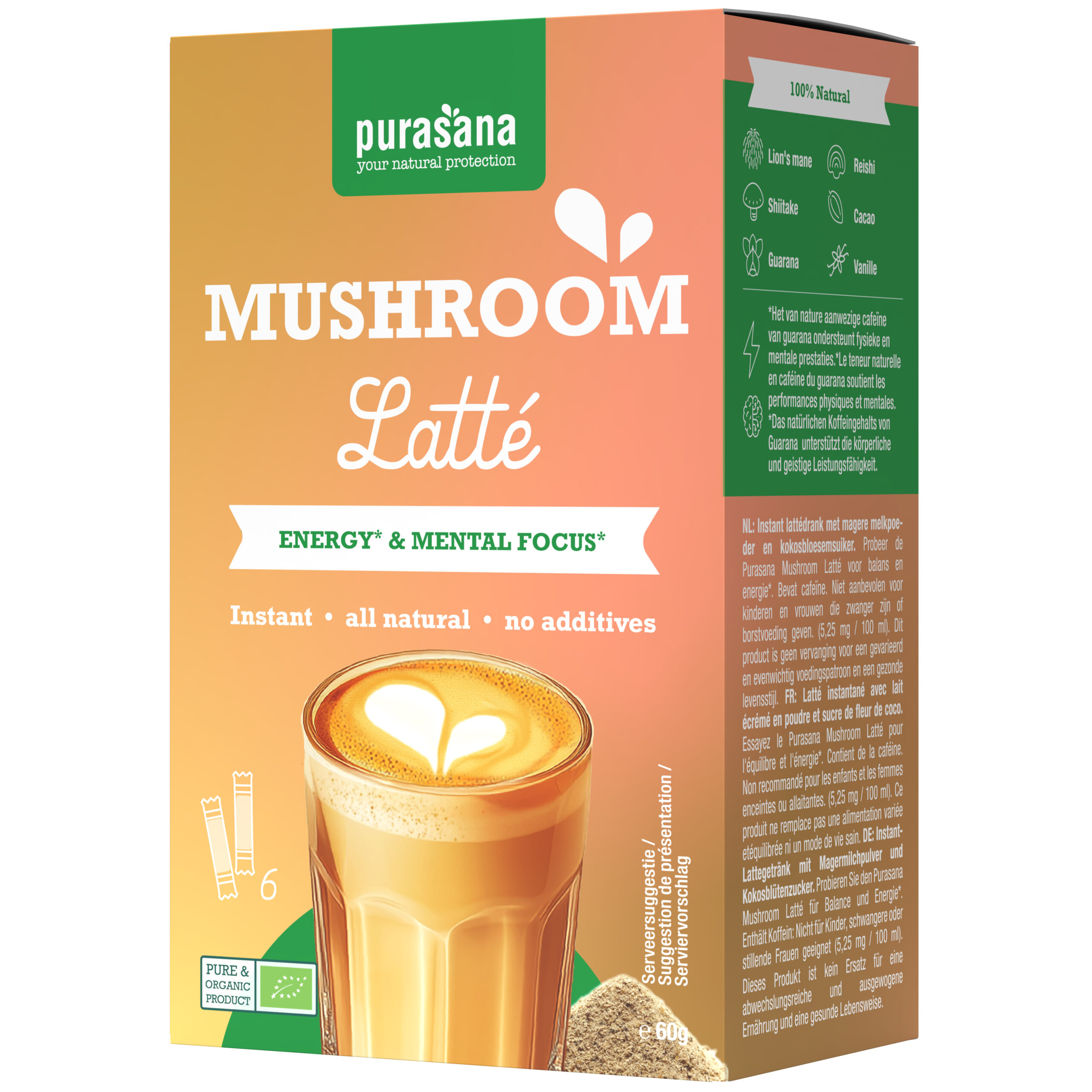 Purasana Mushroom Latté Bio (6 x 10 gr) - image 5