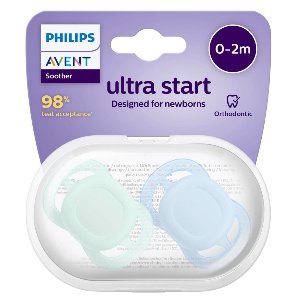 Avent Fopspeen 0-2M Ultra Start Groen/Blauw (2 stuks)