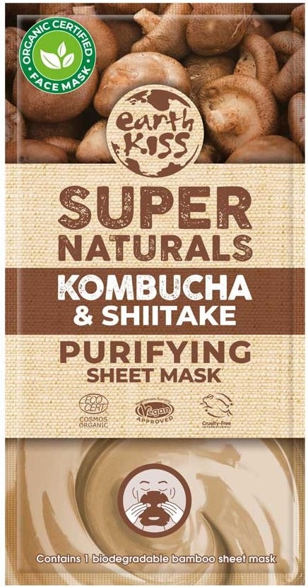 Earth Kiss Sheet Mask Kombucha & Shiitake (1 stuk)