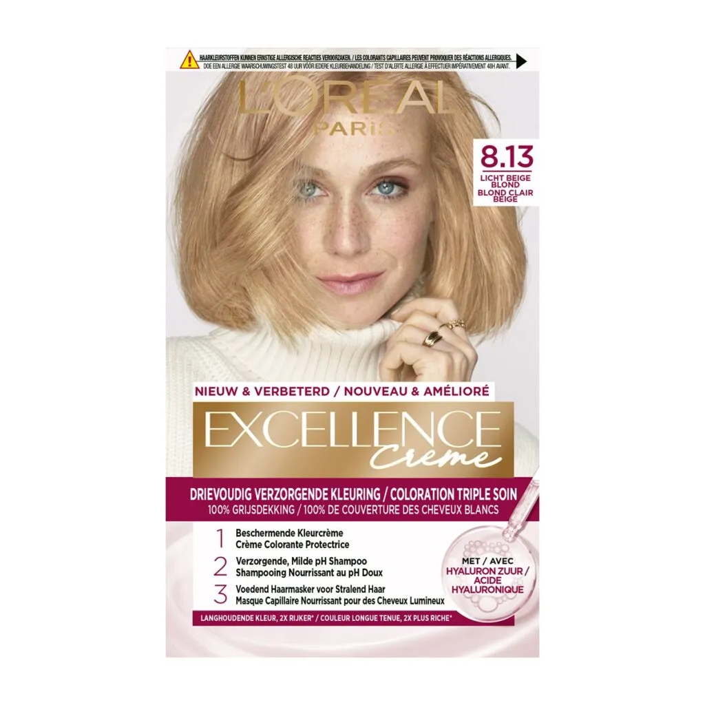 L'Oréal Excellence 8.13 Licht Beige Blond (1 stuk)