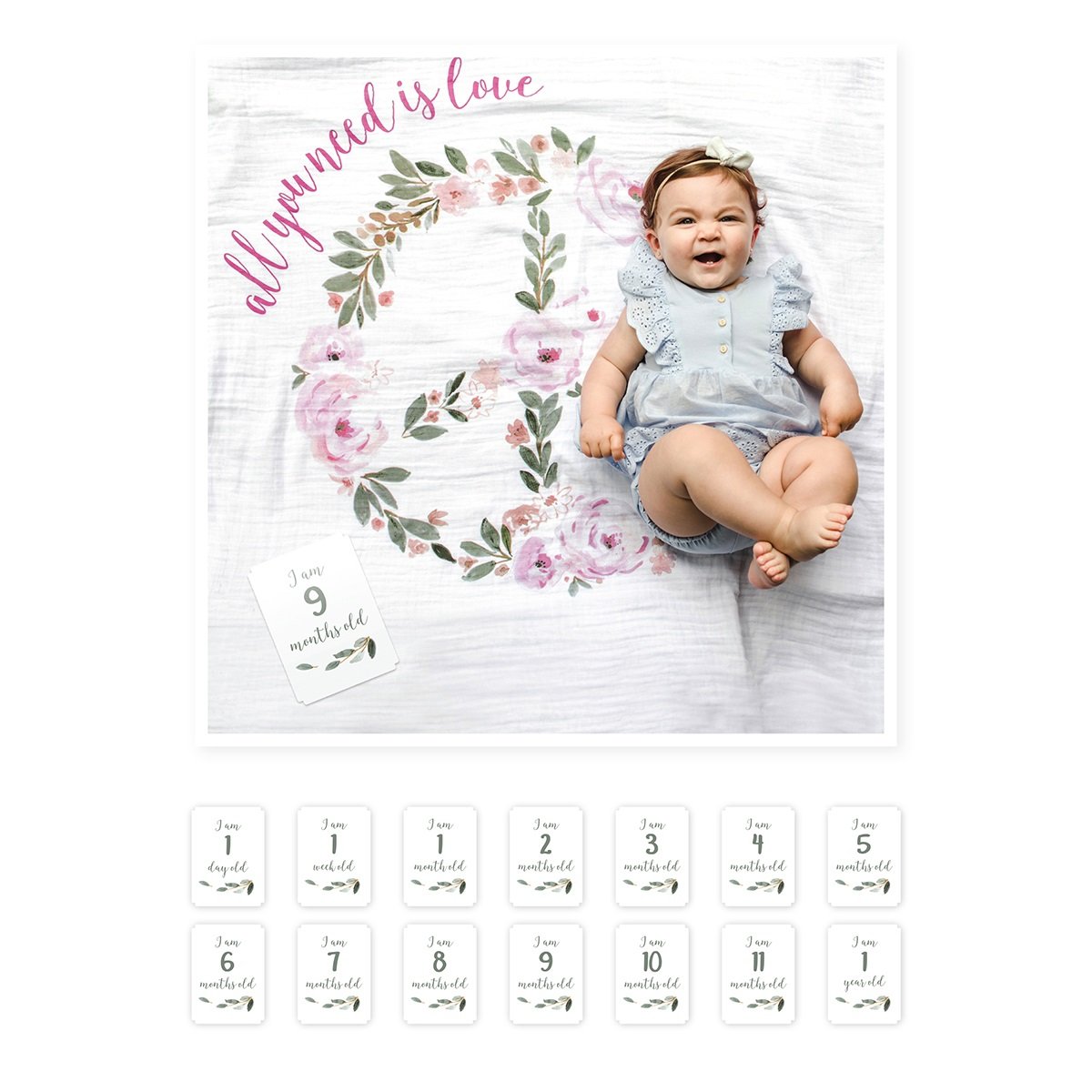 Lulujo Swaddle&Cards All You Need Love (1 set)