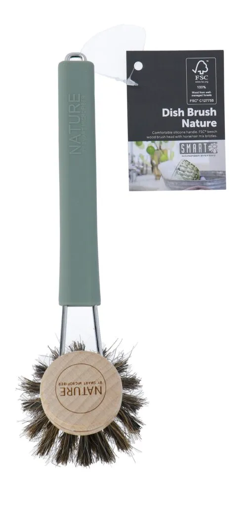 Smart Nature Afwasborstel Met Rvs/Siliconen Steel En Vervangbare Fsc Borstelkop (1 stuk)
