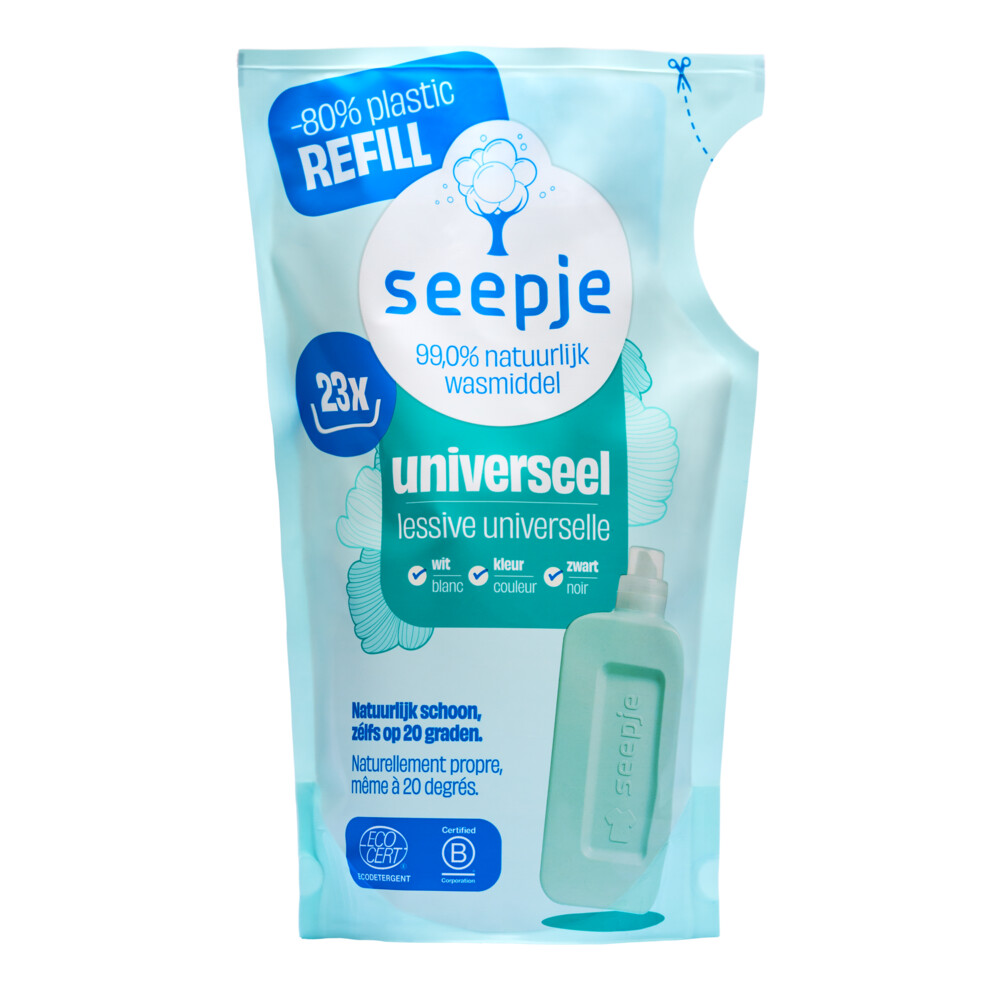 Seepje Vloeibaar Wasmiddel Navulling Universeel Sprankelende Jasmijn (1000 ml)