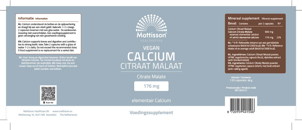 Mattisson Vegan Calcium Citraat Malaat (120 capsules)
